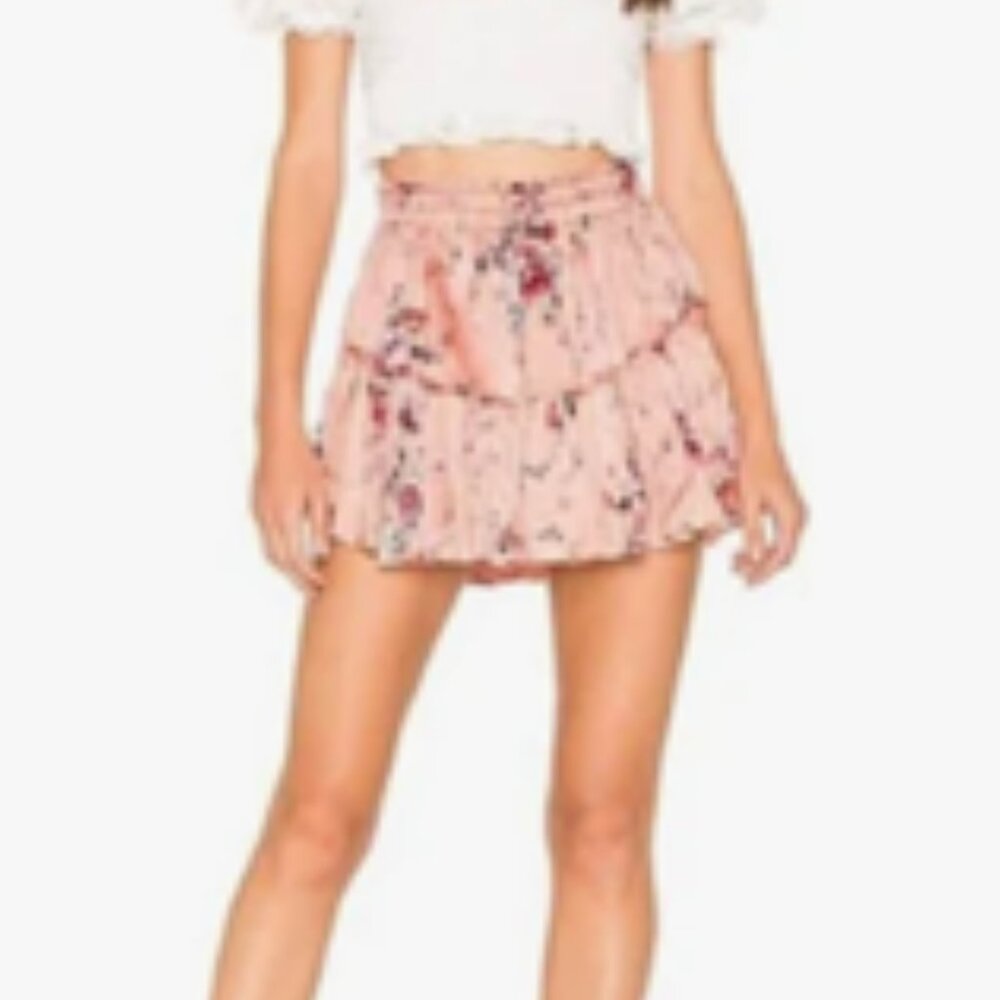 LoveShackFancy Floral Duchess Mini Skirt